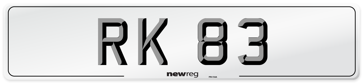 RK 83 Number Plate from New Reg